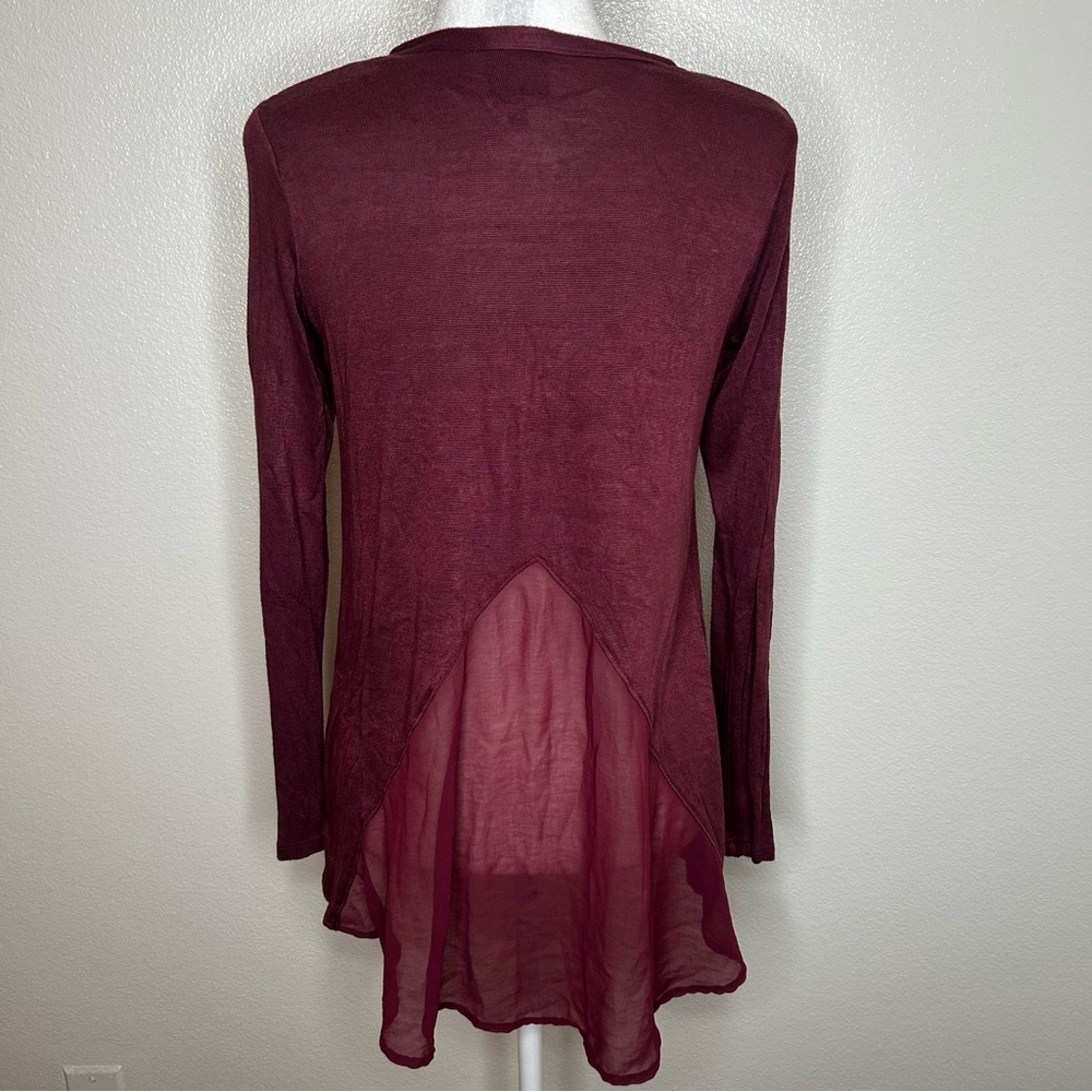 B Collection by Bobeau Womens Burgundy Open Front Lightweight Cardigan Size S - Picture 5 of 9